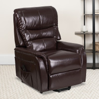 Flash Furniture CH-US-153062L-BRN-LEA-GG HERCULES Series Brown Leather Remote Powered Lift Recliner 